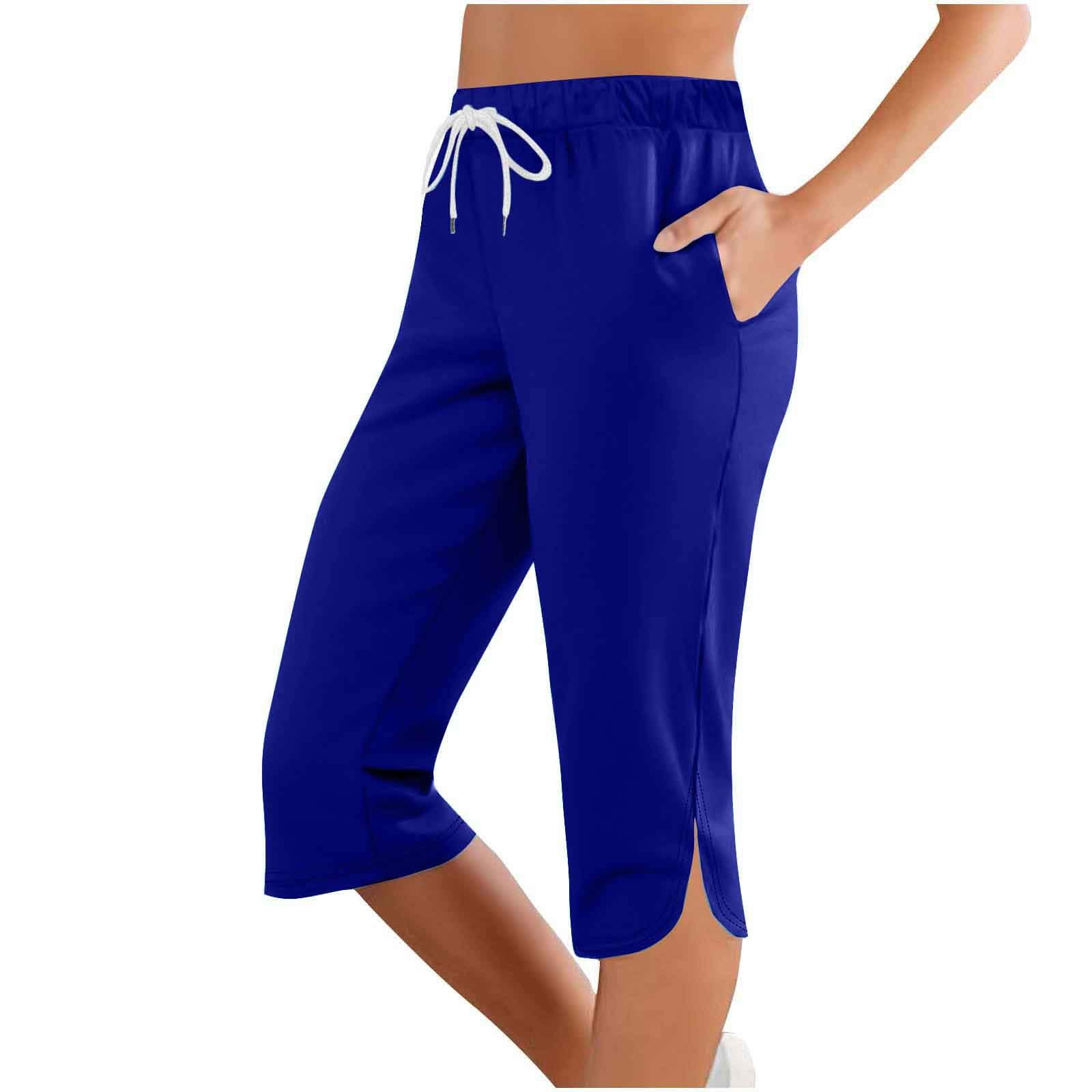 thumbnail image 2 of Pantalones capri de color liso y cintura media para niñas: pantalones informales elásticos y estilizantes, 2 of 5
